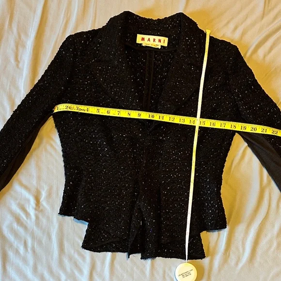 Couture Tweed Blazer | Marni | Black and Navy Metallic - Picture 4 of 10